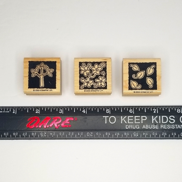 Stampin' Up! Nine Piece Retro 2003 "Garden Blocks" Wooden Rubber Stamp Set - Picture 5 of 8